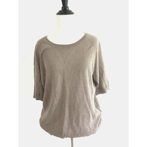 Gap | Delicate Blouse Size S Brown Sheer Back Slit Cotton Crewneck Stretch